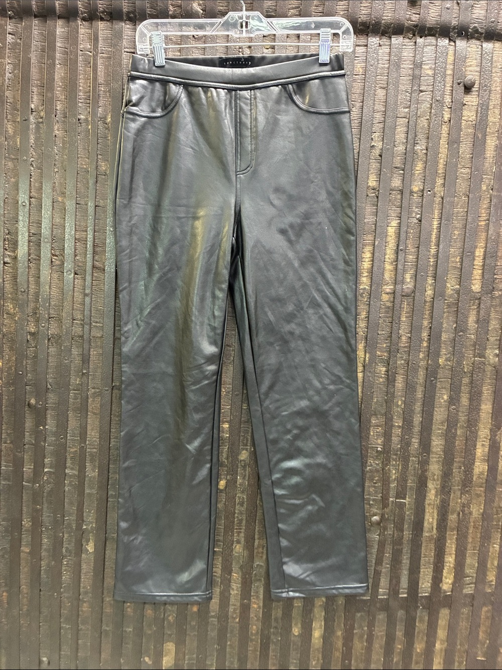 Sanctuary Black Faux Leather Straight-Leg Pants